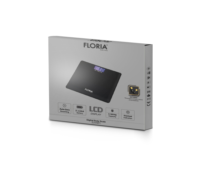 Cantar corporal Floria ZLN1971 din sticla securizata, capacitate 3-180kg, Display LCD [2]