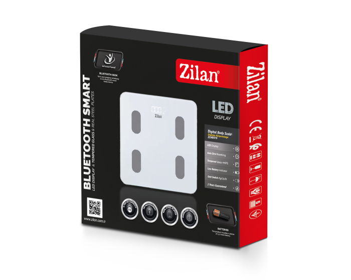 Cantar corporal Zilan ZLN8979 din sticla securizata, capacitate 3-180kg, Aplicatie OKOK, Display LCD [2]