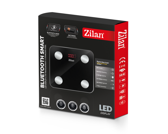 Cantar corporal Zilan ZLN9007 din sticla securizata, capacitate 3-180kg, Aplicatie OKOK, Display LED [7]
