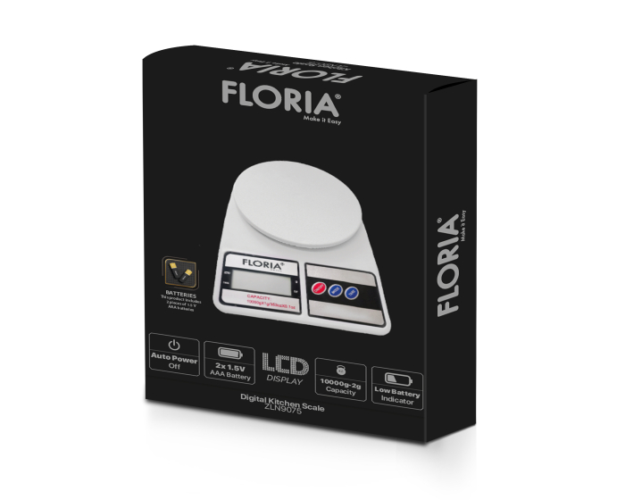 Cantar de bucatarie digital Floria ZLN9075, Capacitate 2g-10.000g, Display LCD, Maxim 10kg [2]