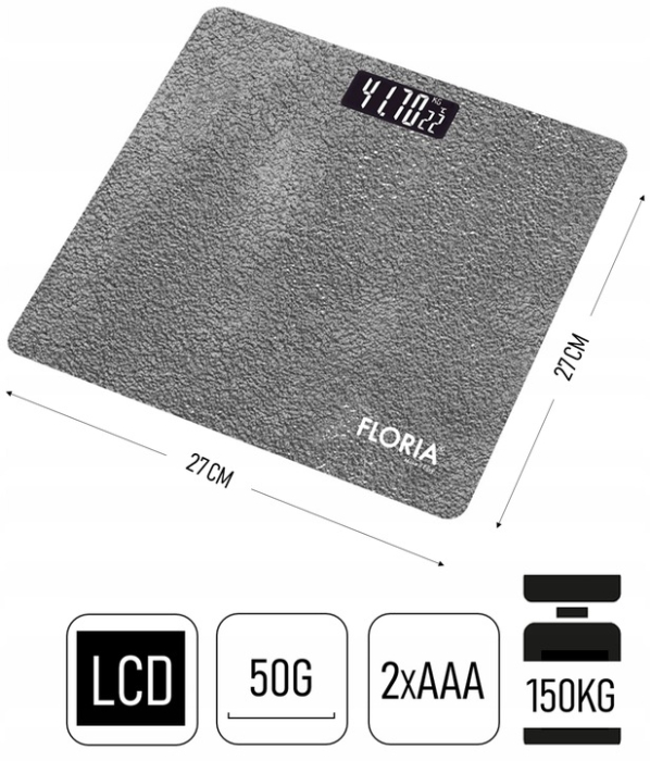 Cantar electronic de persoane Floria ZLN1987 Gri, ecran LCD, capacitate maxima 150 kg [5]