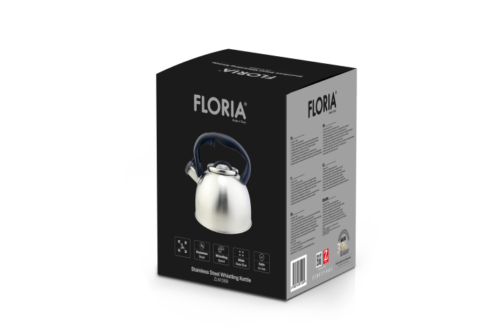 Ceainic din inox cu fluier Floria ZLN1269, Exterior polishat, Compatibil gaz, electric  inductie, Capacitate 3L [2]