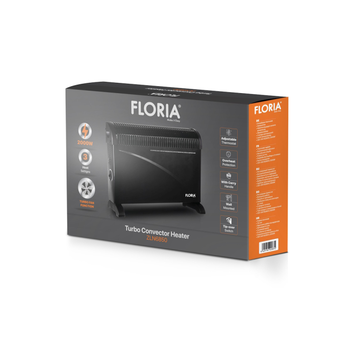 Convector electric TURBO FLORIA ZLN6850, putere 2000W, 3 trepte de putere, termostat reglabil [2]