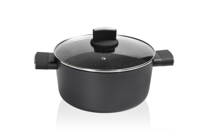 Cratita Zilan ZLN0850 Negru cu invelis din marmura, 5 straturi, 26 cm si manere fine la atingere, 5.7 L [4]