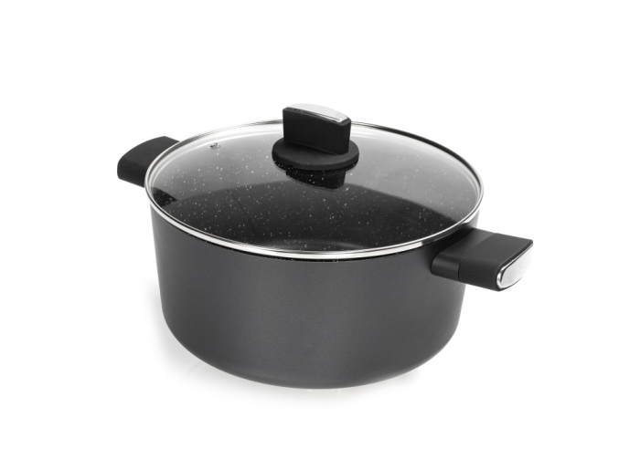 Cratita Zilan ZLN0867 Negru cu invelis din marmura, 5 straturi, 28 cm si manere fine la atingere, 7.1 L [2]