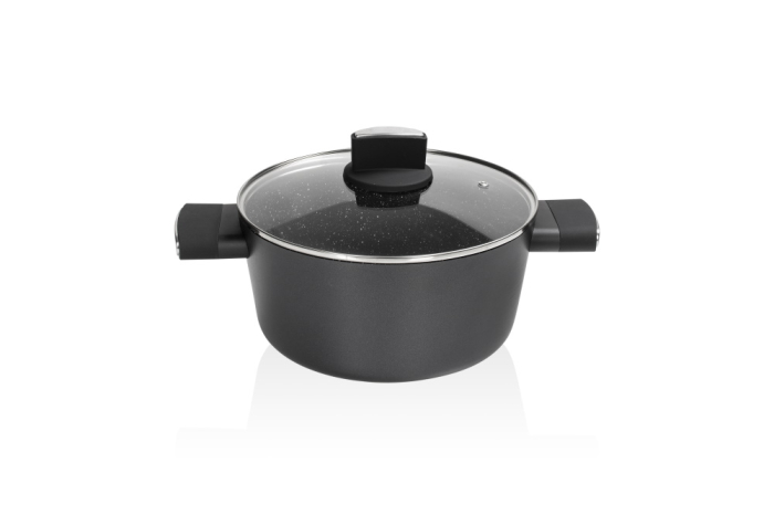 Cratita Zilan ZLN0867 Negru cu invelis din marmura, 5 straturi, 28 cm si manere fine la atingere, 7.1 L [3]