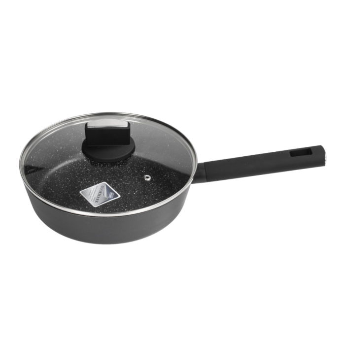 Cratita Zilan ZLN0898 Negru cu invelis din marmura, 5 straturi, 28 cm si maner fin la atingere, 3.9L [2]