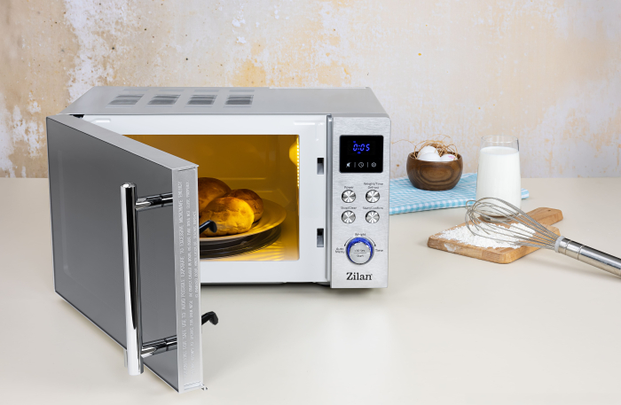 Cuptor cu microunde digital Zilan ZLN1238, Putere 700W, Capacitate 20L, Functie de dezghetare, Panou din inox, Afisaj digital [6]