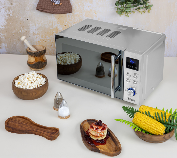 Cuptor cu microunde digital Zilan ZLN1238, Putere 700W, Capacitate 20L, Functie de dezghetare, Panou din inox, Afisaj digital [4]