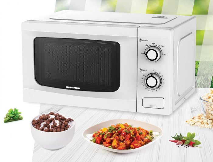 Cuptor cu microunde Heinner HMW-M2035WH, 20 l, 700 W, Control mecanic, Timer, Alb [2]