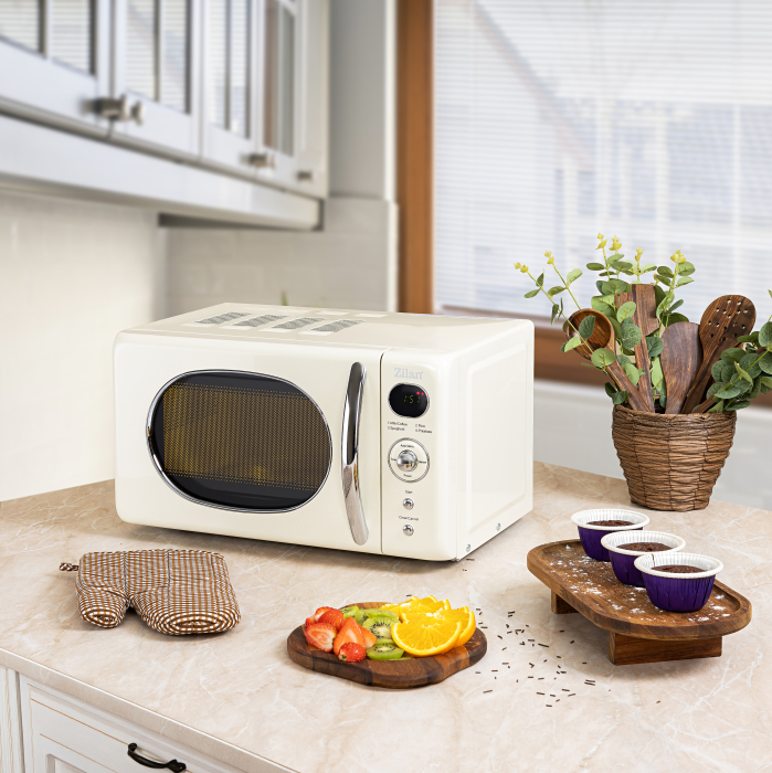 Cuptor cu microunde Zilan ZLN1245 RETRO, Putere 700W, Capacitate 20L, Functie de dezghetare, Afisaj digital, Temporizator [3]