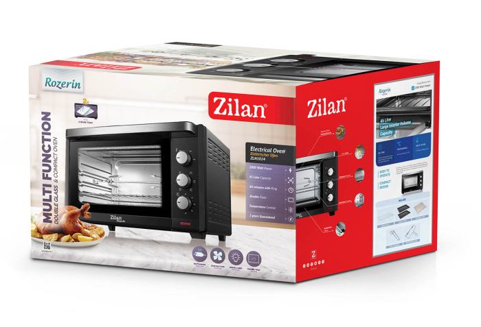 Cuptor electric Zilan ZLN1024 Rozerin, Convectie, 2000 W, 45 Litri, Temperatura Reglabila, Geam Duble, Negru [14]