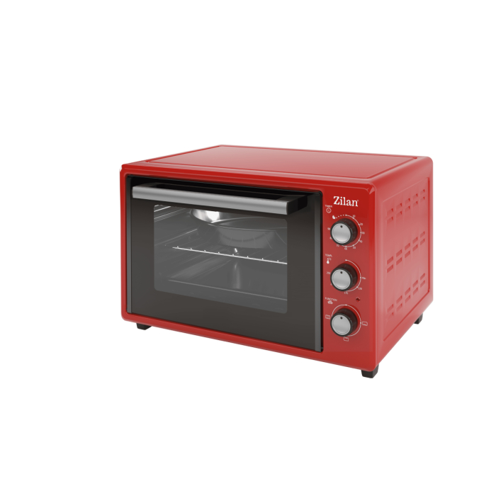 Cuptor electric Zilan ZLN5322 Gusto, Capacitate 35L, Temperatura maxima 250C, Timer, Element incalzire ascuns, Putere 1800W, Rosu [2]