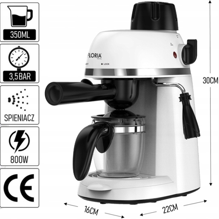 Espressor Floria ZLN9359 Alb, putere 800W, presiune de 3.5 bari, usor de curatat [5]