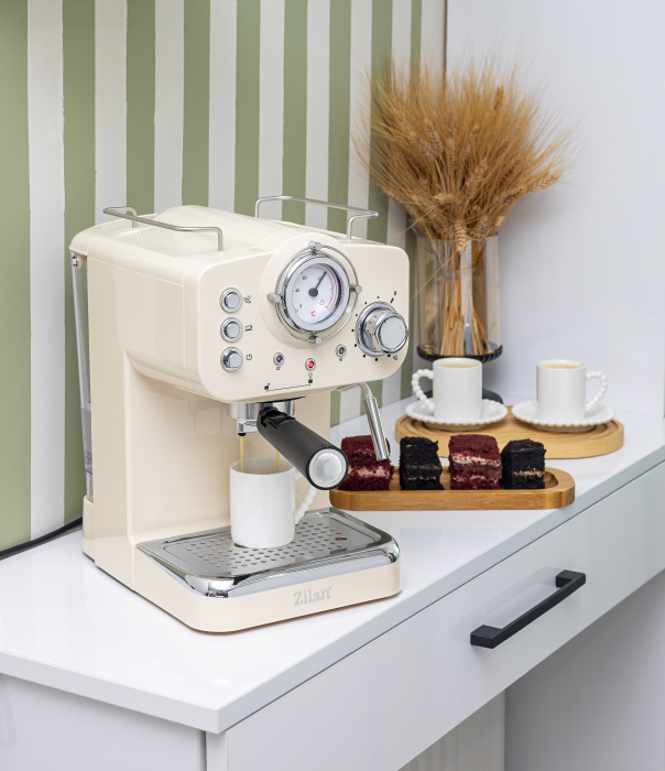 Espressor manual Zilan ZLN2992 Crem,15 Bar, 1.25 l, 1100W, Design Retro [11]