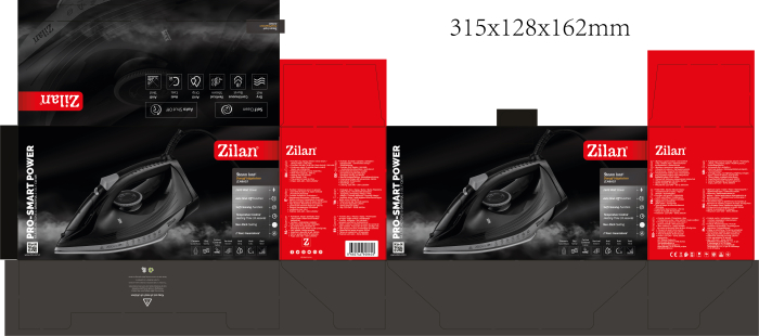 Fier de calcat Zilan ZLN8603, talpa ceramica, Negru, Putere 2600W, calcare cu abur [3]