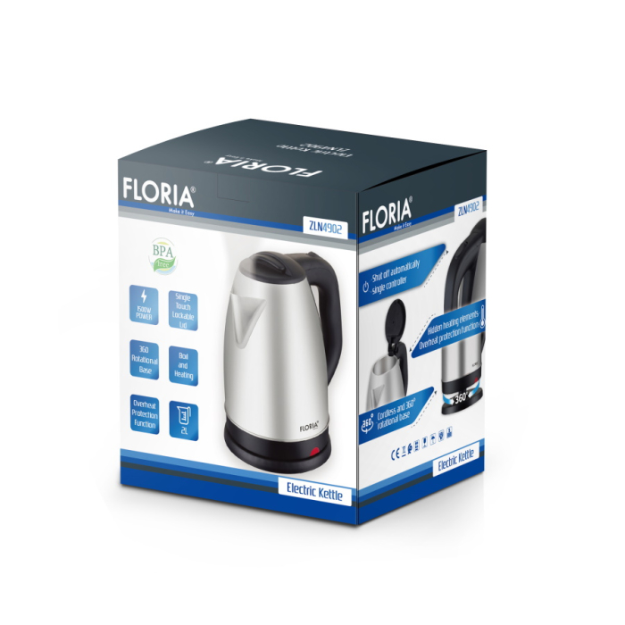 Fierbator electric Floria ZLN4902 Gri, putere 1500W, capacitate 2 L, indicator luminos [4]