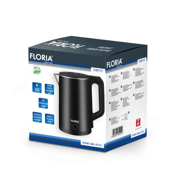Fierbator electric Floria ZLN4919 Negru, putere 1500W, capacitate 2 L, indicator luminos [2]