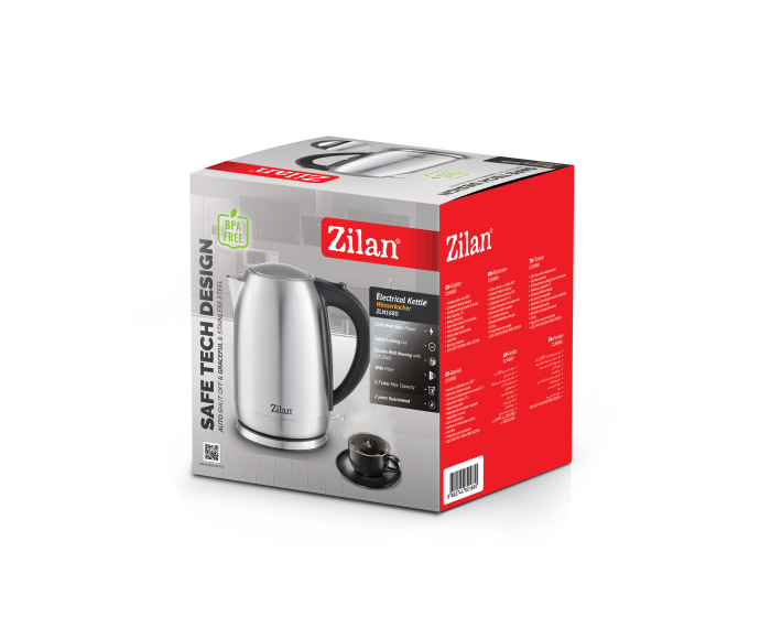 Fierbator electric Zilan ZLN1680 Wasserkocher din inox, putere maxima 2200 W, capacitate 1.7 L, filtru, Negru [3]