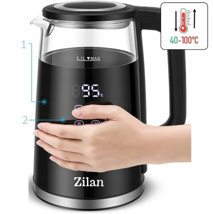 Fierbator electric Zilan ZLN7859 Negru, ecran digital, putere 2200W, panou de comanda tactil [3]
