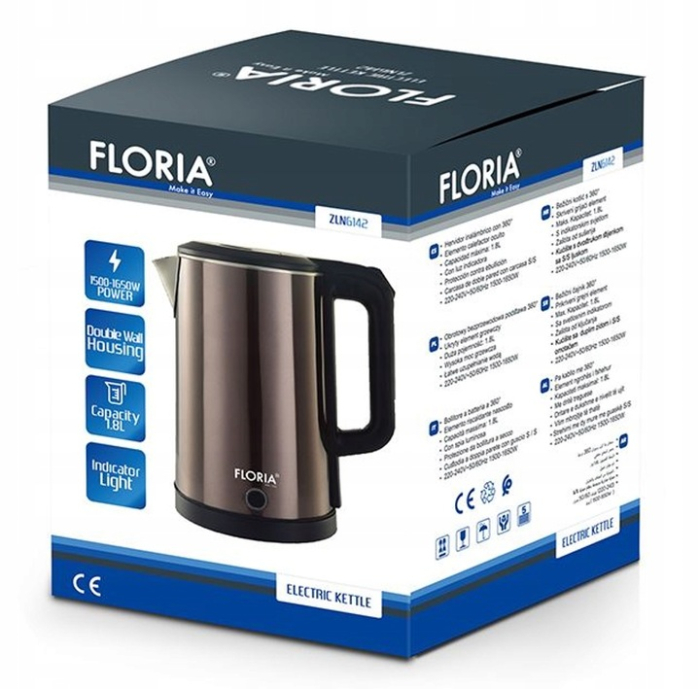 Fierbator Floria ZLN6142 Gri, 1.8L, putere 1650W, indicator luminos [6]