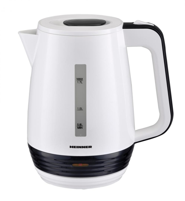 Fierbator Heinner HEK-17WH, 1.7 L, element incalzire inox, oprire automata, plastic, Negru/Alb [1]