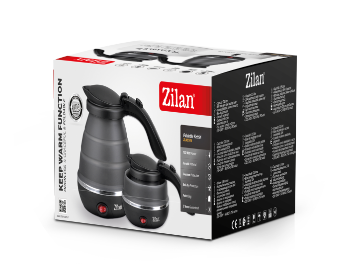 Fierbator pliabil Zilan ZLN1986 pentru voiaj, Putere 750W, Capacitate 0.5L, Protectie la supraincalzire, Baza din inox si carcasa din silicon durabil [3]