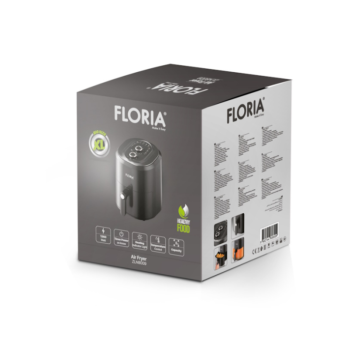 Friteuza cu aer cald Floria ZLN8009 Negru, putere 1360W, Capacitate 6 Litri, temperatura reglabila [2]