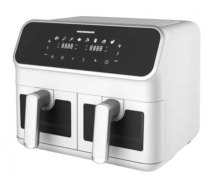 Friteuza dubla cu aer cald Heinner DualFry Supreme HAF-H8DB17WH, 1700W, capacitate totala: 8L, display digital, control touch, control individual, 8 programe, functii SYNC & MATCH, ferestre supraveghe [2]