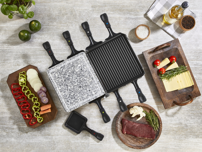 Gratar electric cu raclette Zilan ZLN8863, placa de piatra si placa de aluminiu, putere 1400 W, Gri [4]