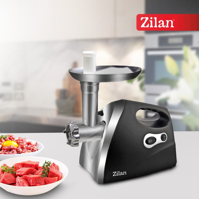 Masina de tocat carne ZILAN ZLN7599,Negru 1200W, Tava si panou inox, Accesorii umplut carnati, Functie revers, 1.6kg/min, [5]