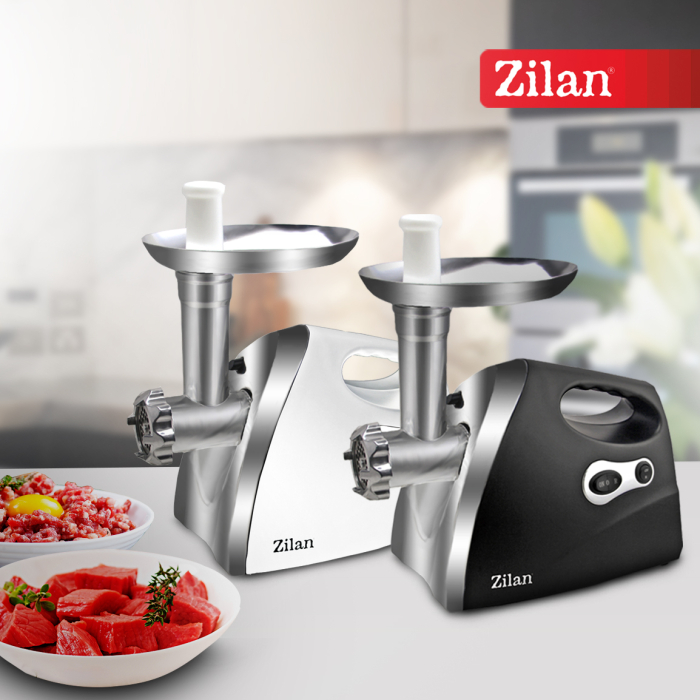 Masina de tocat carne ZILAN ZLN7599,Negru 1200W, Tava si panou inox, Accesorii umplut carnati, Functie revers, 1.6kg/min, [6]