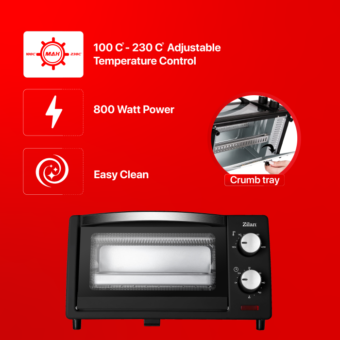Mini cuptor Zilan-Roza ZLN4328, 9L, 800W, Geam dublu, Temporizator 60 min [11]