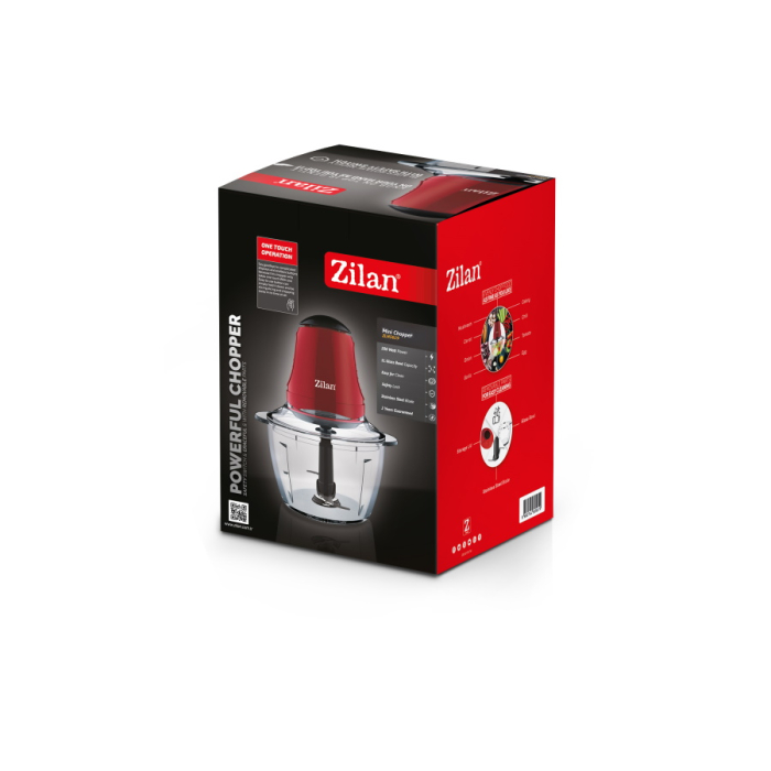Mini tocator Zilan ZLN5619 Rosu, putere 200W, capacitate 1L, vas din sticla [4]