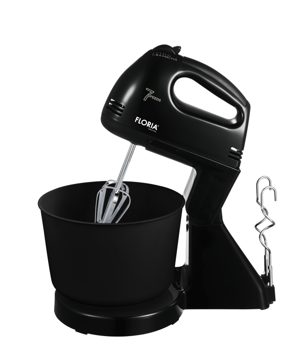 Mixer cu bol Floria ZLN7574 Negru, 7 viteze, Bol plastic 2 Litri, Putere 150W, Negru [1]