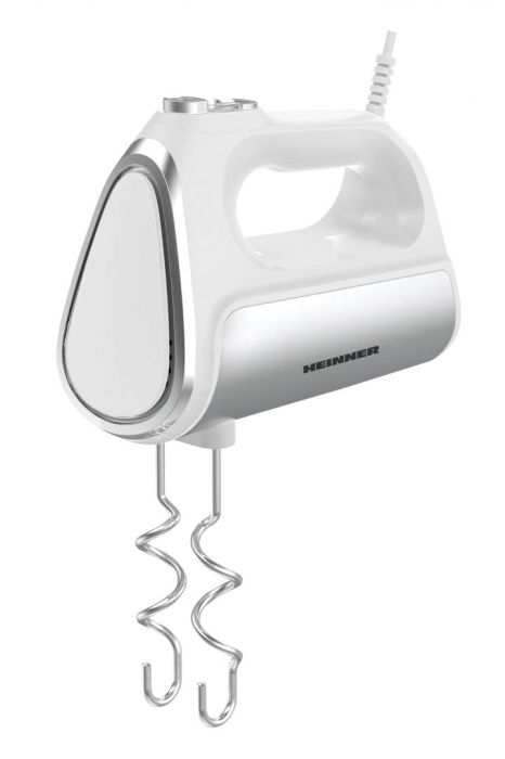 Mixer de mana Heinner HM-DC800WH , 800 W, motor dc, 6 viteze + turbo, Alb cu decoratiuni inox [1]