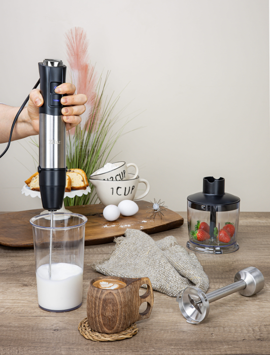 Mixer vertical 5 in 1 Zilan ZLN3939, Putere 1200W, 12 trepte de viteza, Functie Turbo, Afisaj digital, Inox [3]