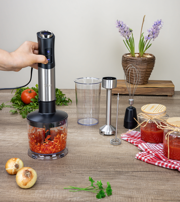 Mixer vertical 5 in 1 Zilan ZLN3939, Putere 1200W, 12 trepte de viteza, Functie Turbo, Afisaj digital, Inox [5]