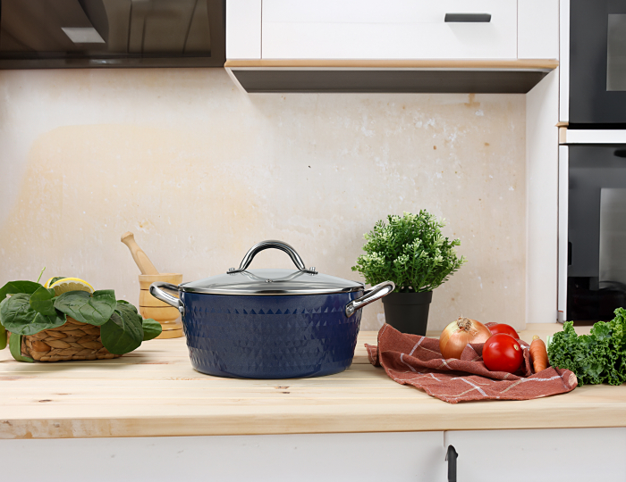 Oala cu capac Zilan ZLN9617 diamond, cu baza de inductie, ceramica si inox, usor de spalat, 24 cm,4L [7]