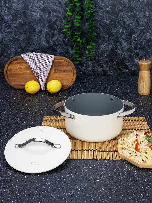 Oala Zilan ZLN0866 din 5 straturi de material, 20 cm diametru, capacitate 2.7l, Otel inoxidabil, Manere nituite [6]