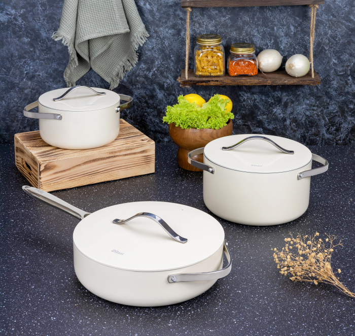 Oala Zilan ZLN0873 din 5 straturi de material, 24 cm diametru, capacitate 5.2l, manere nituite din otel inoxidabil [5]