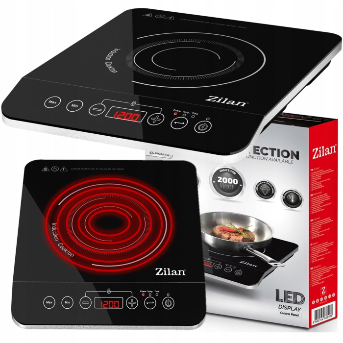 Plita cu inductie Zilan ZLN8078 Neagra, putere 2000W, geam din cristal negru [5]