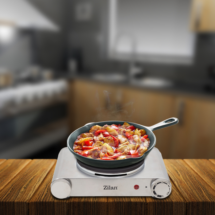 Plita electrica inox Zilan ZLN0535, 33x10x30, 1 arzator, 1500 W, termostat reglabil [11]