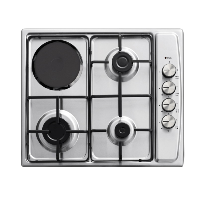 Plita incorporabila Zilan ZLN1918 GPL si Gaz natural 58x50 cm, 3 ochiuri, 1 ochi electric, duze de schimb incluse, aprindere electrica, Inox [1]
