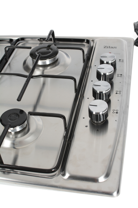 Plita incorporabila Zilan ZLN1918 GPL si Gaz natural 58x50 cm, 3 ochiuri, 1 ochi electric, duze de schimb incluse, aprindere electrica, Inox [5]