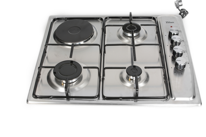 Plita incorporabila Zilan ZLN1918 GPL si Gaz natural 58x50 cm, 3 ochiuri, 1 ochi electric, duze de schimb incluse, aprindere electrica, Inox [3]