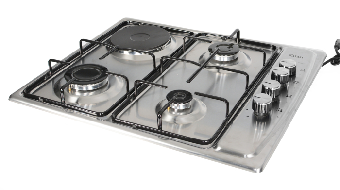 Plita incorporabila Zilan ZLN1918 GPL si Gaz natural 58x50 cm, 3 ochiuri, 1 ochi electric, duze de schimb incluse, aprindere electrica, Inox [2]