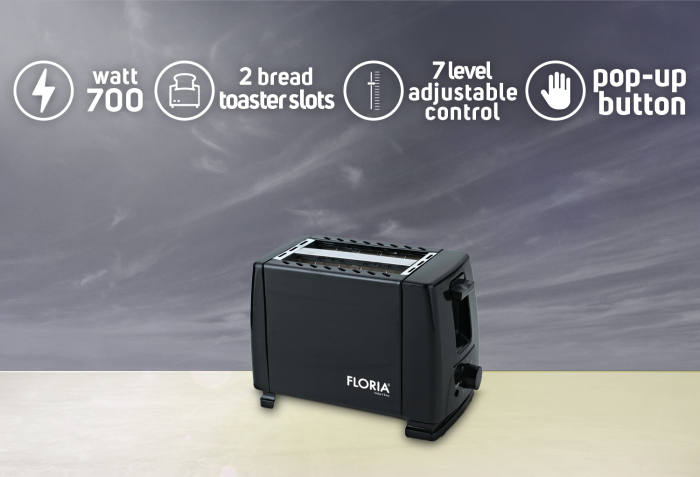 Prajitor de paine Floria ZLN1826 Negru, 700W, 7 nivele de control al temperaturii, buton de oprire [5]