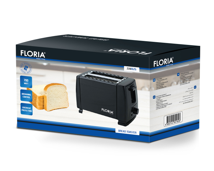 Prajitor de paine Floria ZLN1826 Negru, 700W, 7 nivele de control al temperaturii, buton de oprire [2]
