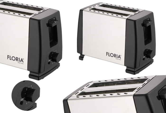 Prajitor de paine Floria ZLN1840 Negru/Inox, 700W, 7 nivele de control al temperaturii, buton de oprire [3]